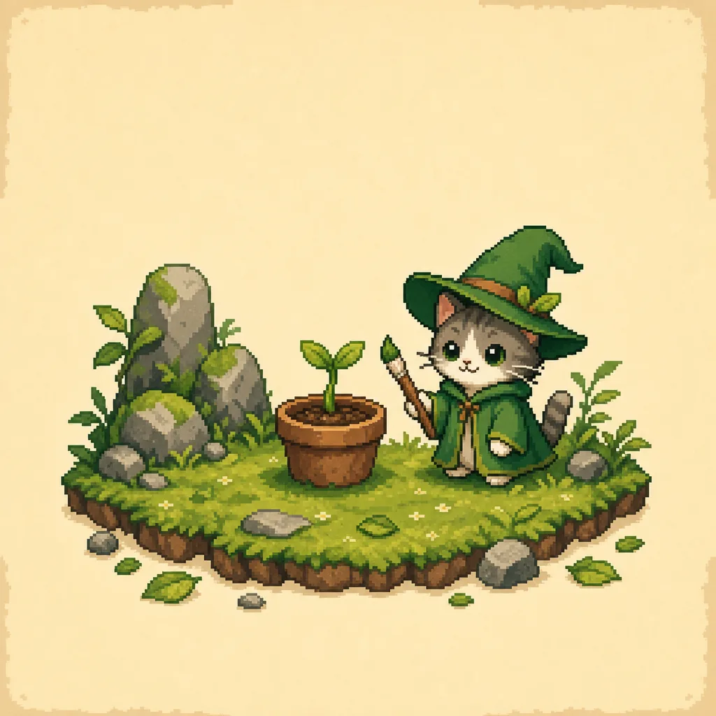 Small sprout pixel art empty state illustration